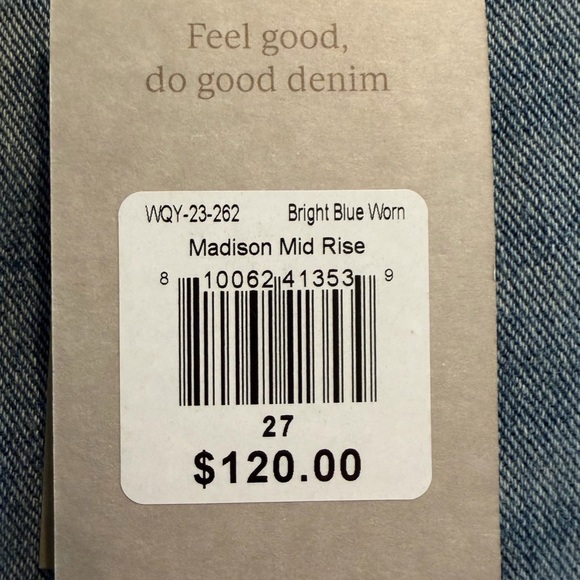 Oliver Logan Madison Mid Rise Jeans Bright Blue Worn Wash Size 27 NWT Wide - Picture 3 of 7